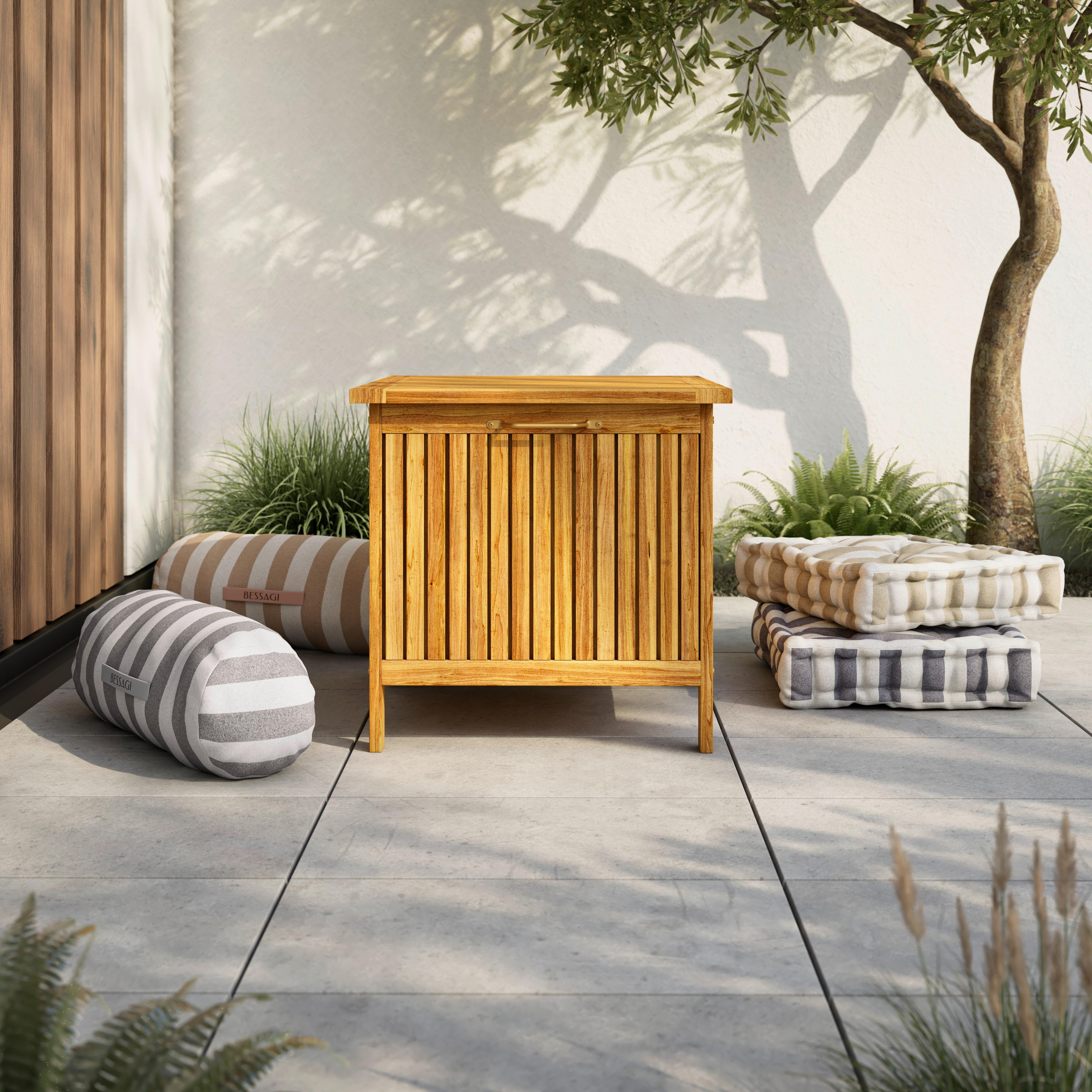 Kissenbox Franca Teakfarben aus Holz - Teakfarben, MODERN, Holz (55/53/60cm) - Bessagi Garden