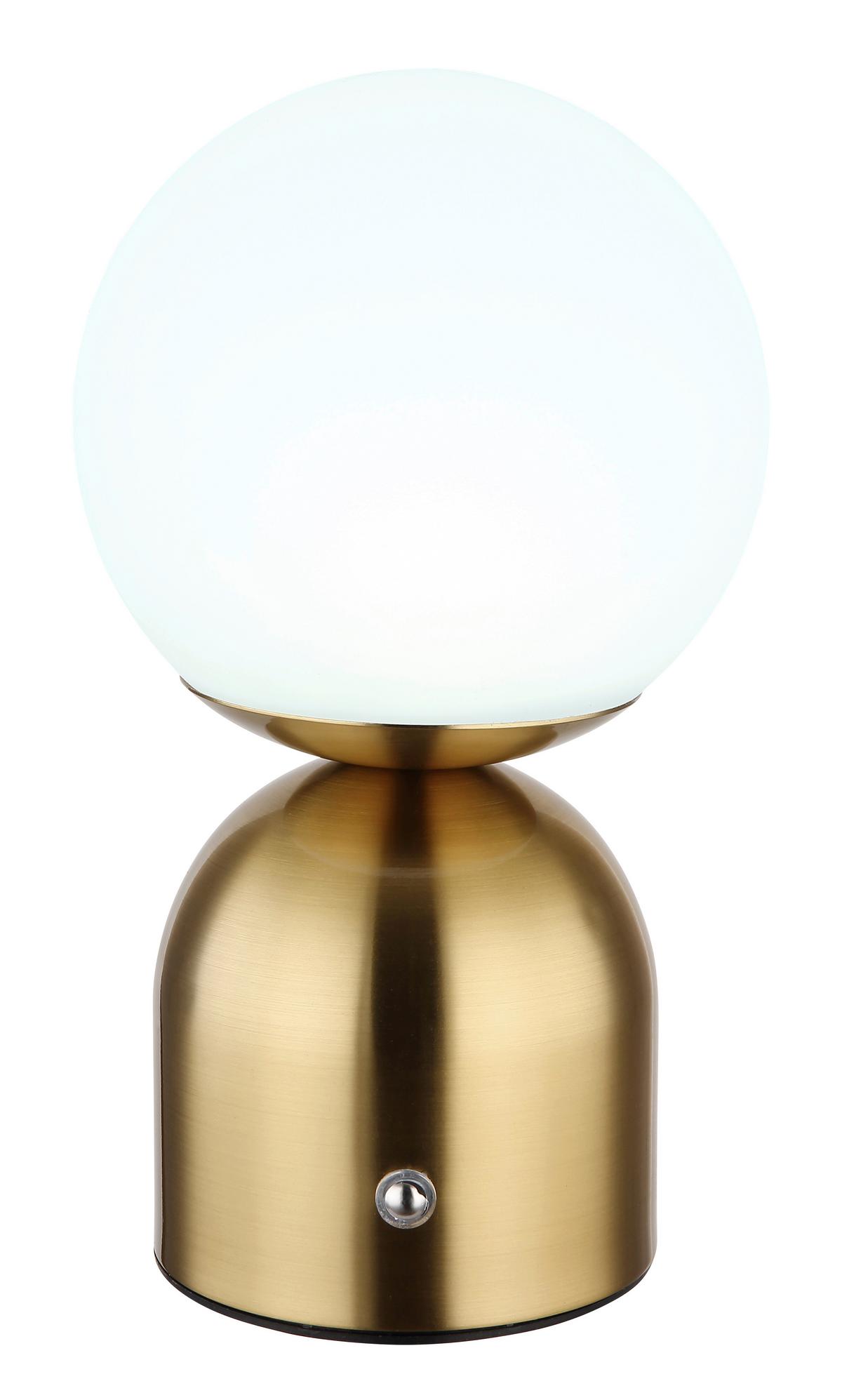 AKKU-TISCHLEUCHTE 21006M - Messingfarben/Opal, Konventionell, Kunststoff/Metall (12/21cm) - Globo