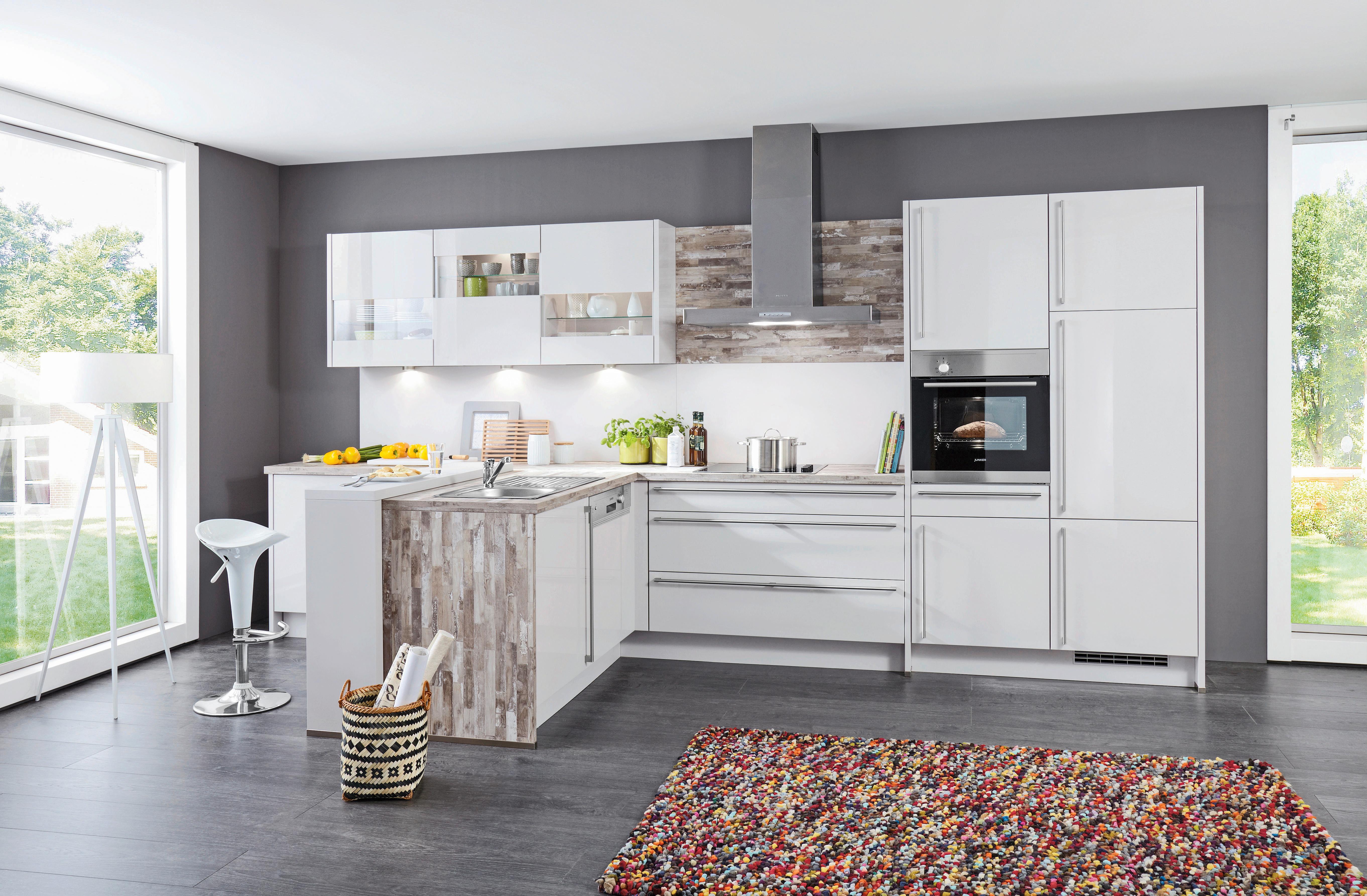 Tervezhető Konyha Flash - magnólia/fekete, Modern, faalapú anyag - Nobilia