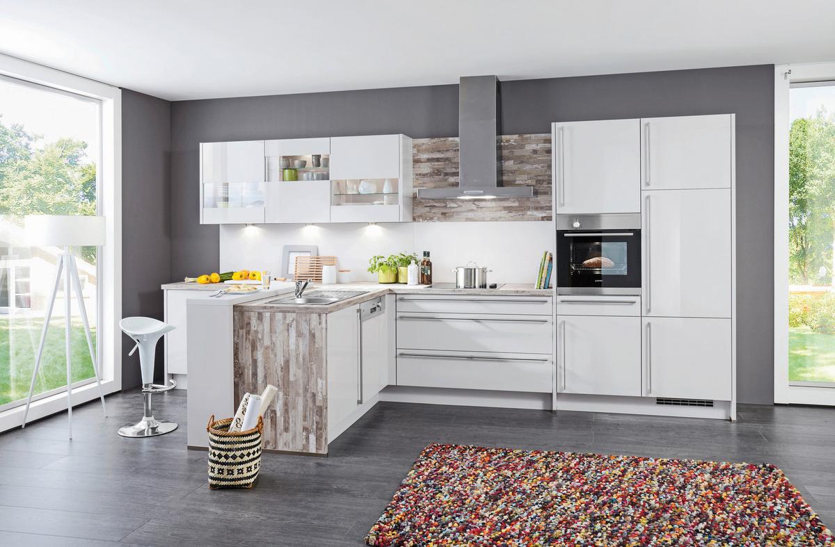 Tervezhető Konyha Flash - magnólia/fekete, Modern, faalapú anyag - Nobilia