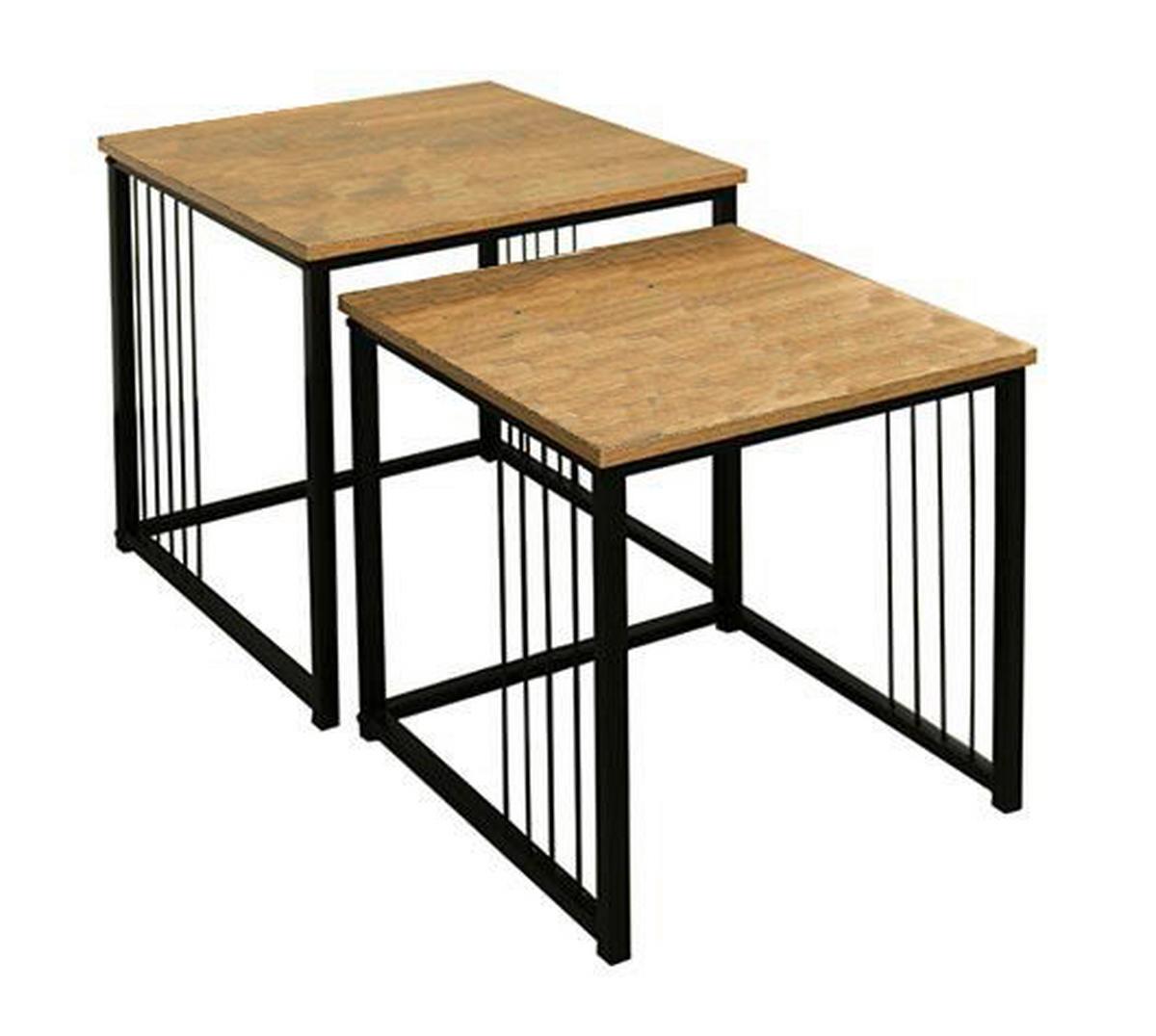 Set de mese auxiliare NEAPL - culoare natur/negru, Modern, metal/material pe bază de lemn (40-35/50-45/40-35cm) - Modern Living