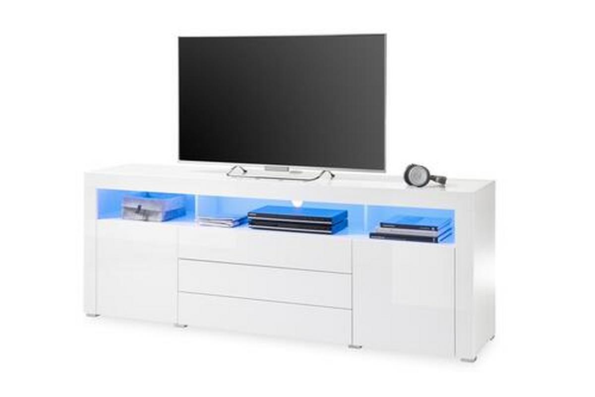 Komoda Goal, Bela, Led - bela/barve aluminija, Moderno, leseni material (200/74/44cm) - Modern Living