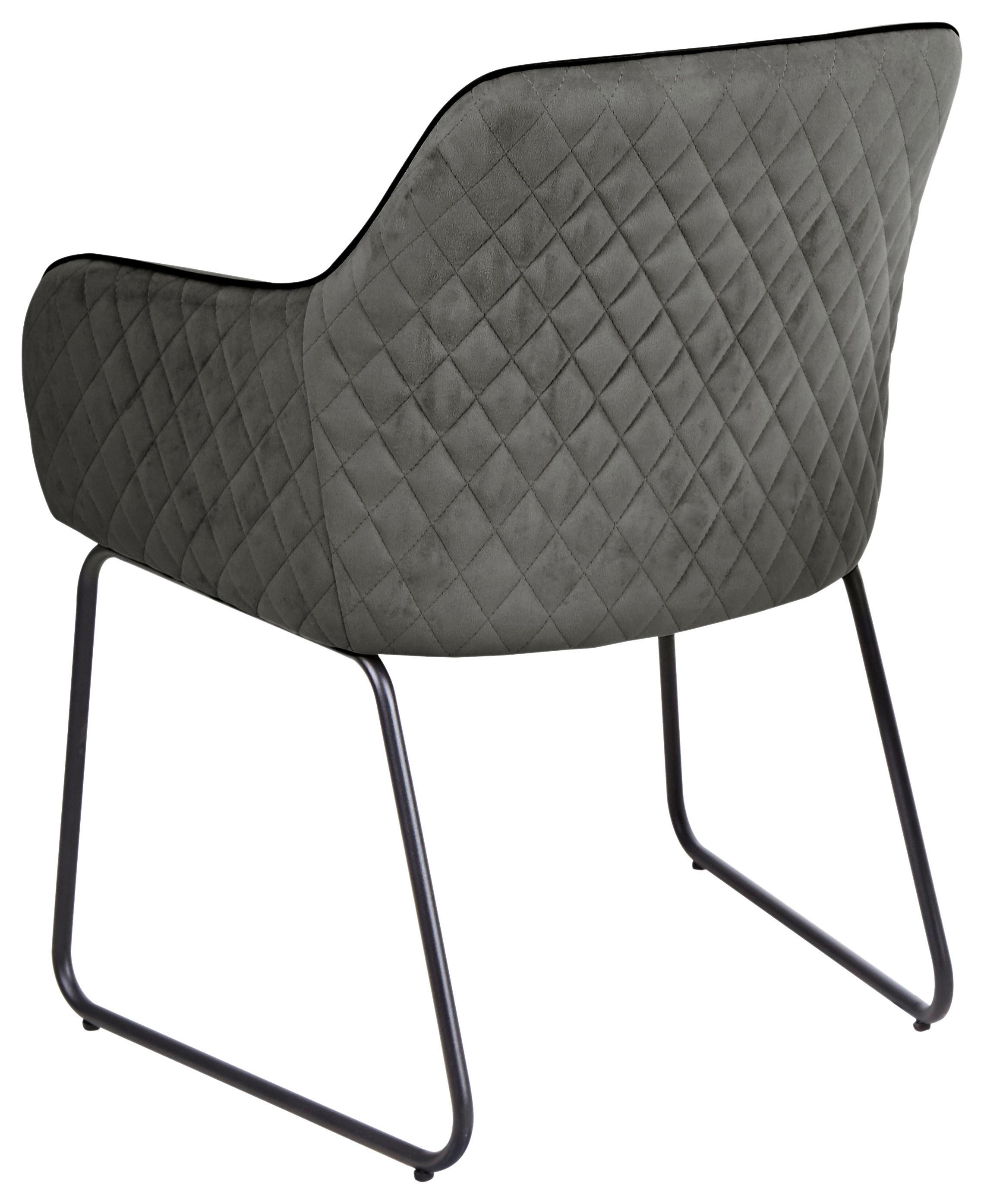 KRZESŁO Z PODŁOKIETNIKAMI HAMPTON - antracytowy/czarny, Konventionell, metal/tkanina (63/85/62cm) - SetOne by Musterring