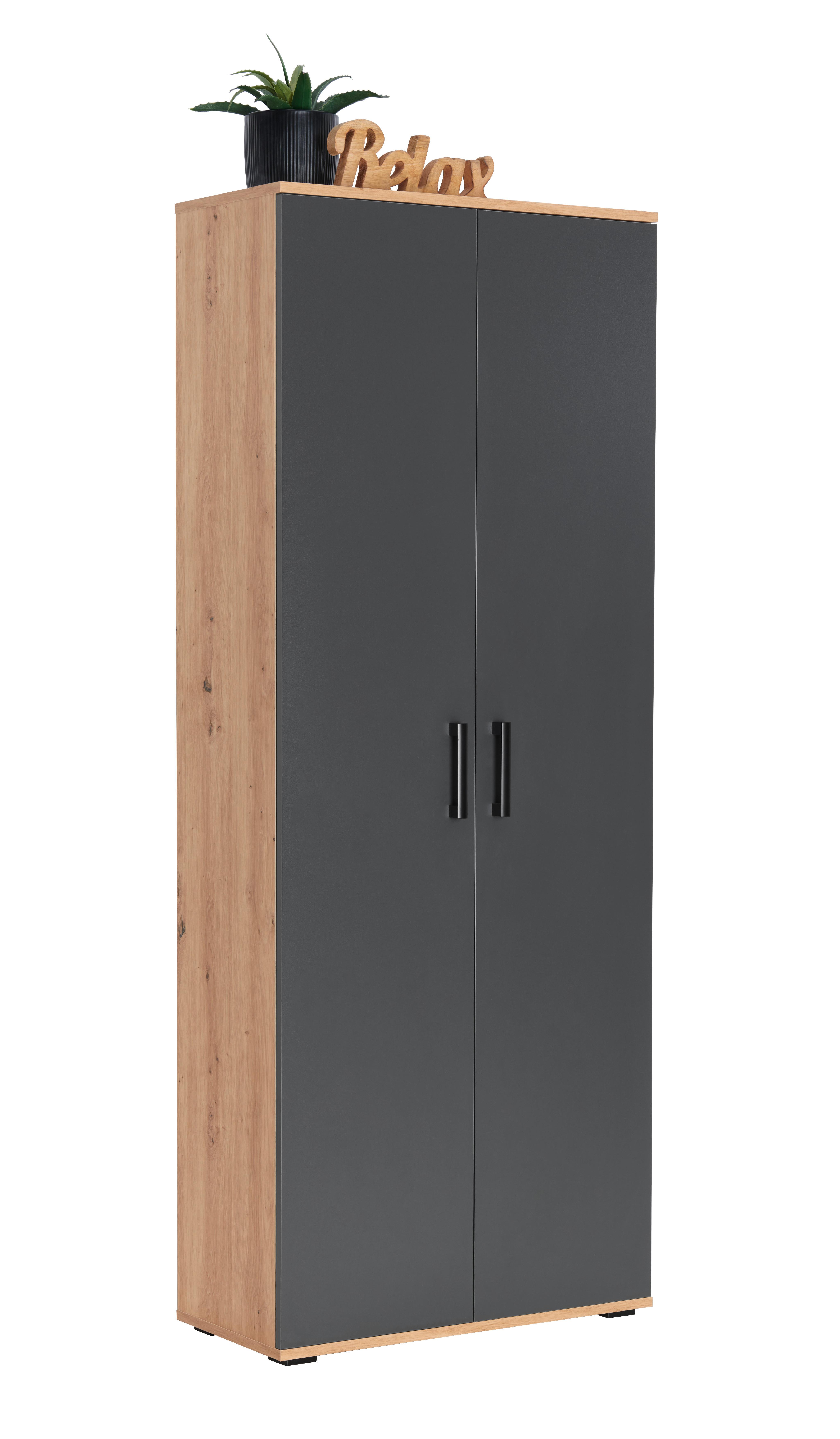 SZAFKA UNIWERSALNA ALEX - antracytowy/czarny, Konventionell, materiał drewnopochodny/tworzywo sztuczne (70/178,9/33,5cm) - Xora