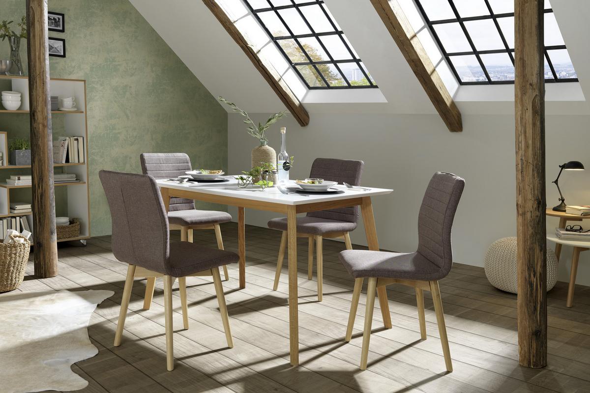 STÓŁ DO JADALNI VINKO -TOP- - kolor dębowy/biały, Design, materiał drewnopochodny/drewno (120/80/75cm) - Livetastic