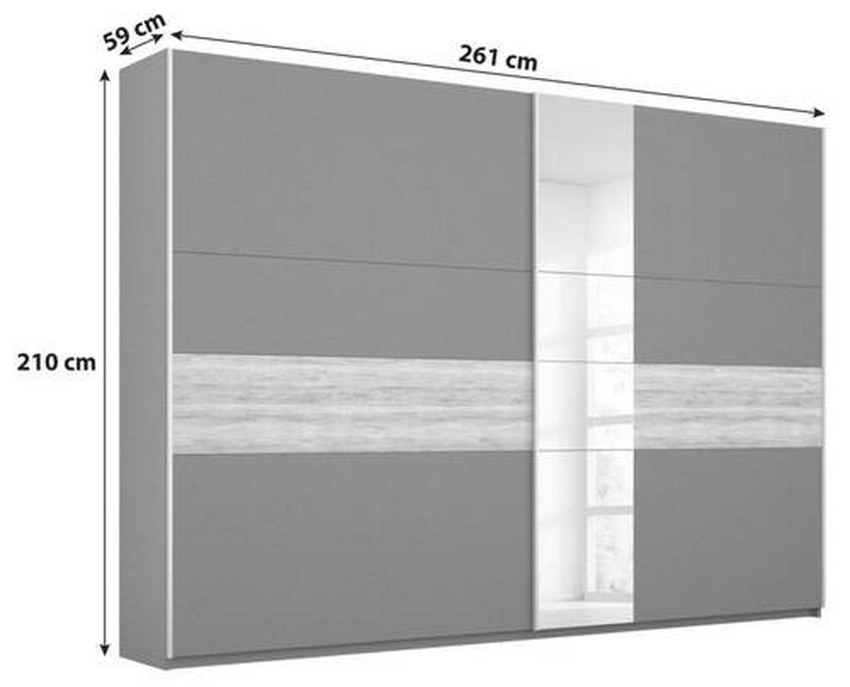 DULAP USI CULISANTE BORNEO - culoare lemn stejar/gri, Basics, material pe bază de lemn (261/210/59cm) - Modern Living