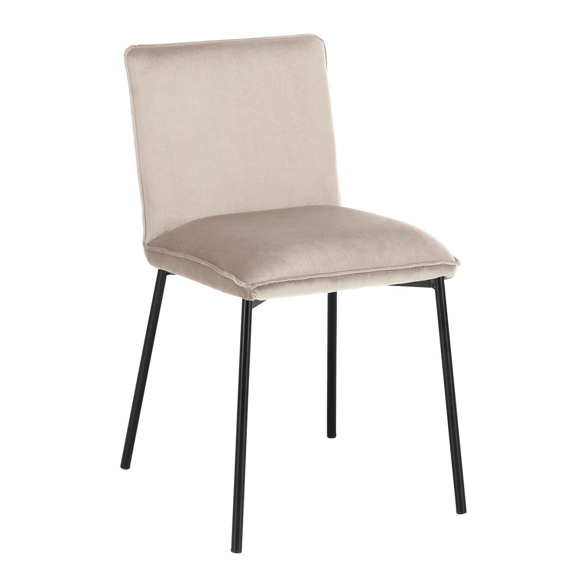 Stuhl Darla Beige Velours Gepolstert - Beige/Schwarz, MODERN, Holz/Textil (49/81/55cm) - Bessagi Home