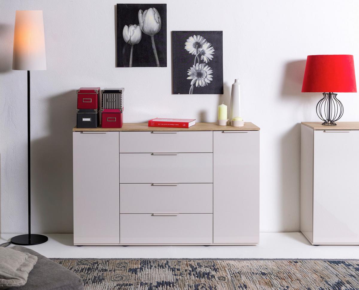 Sideboard Macchiato Eichefarben/Kaschmir - Kaschmir/Eichefarben, MODERN, Holzwerkstoff/Metall (137,4/88,5/35,5cm) - Mömax