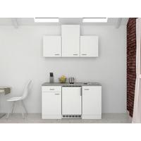 Miniküche Wito m. Geräten B: ca. 150cm Weiß/Grau - Weiß/Grau, MODERN, Holzwerkstoff (150cm) - FlexWell