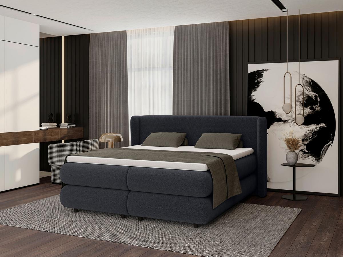 Boxspring Krevet Elodie - crna/antracit, Konvencionalno, tekstil/plastika (160/200cm) - Premium Living