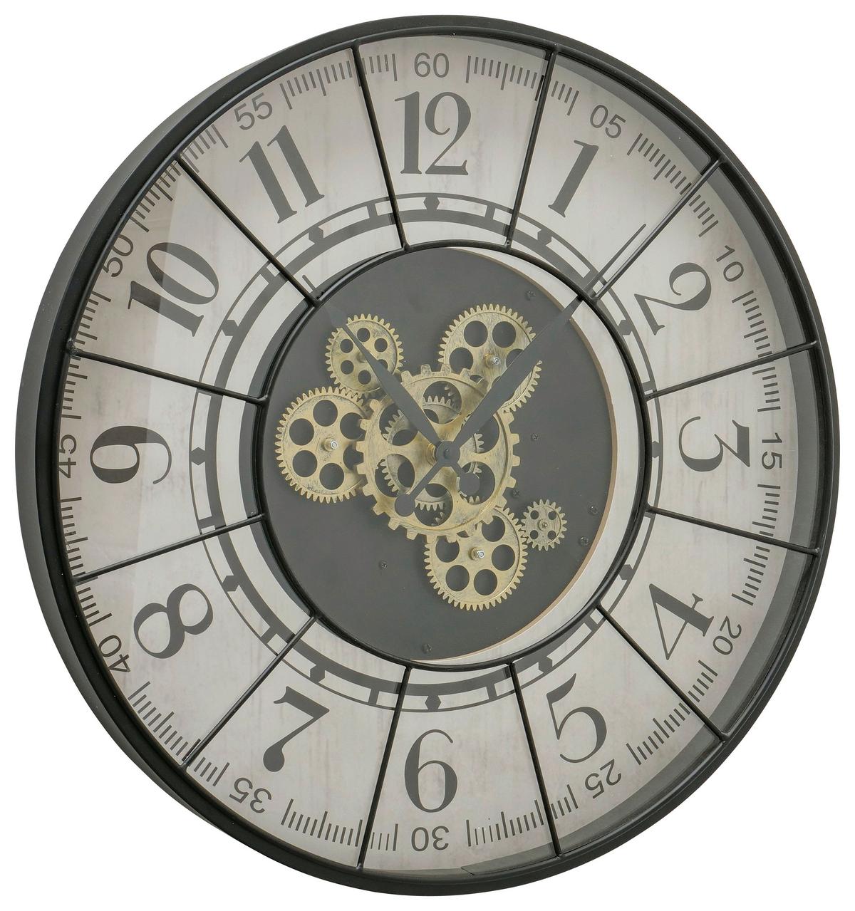 Wanduhr Metropol II in Grau/Weiß Ø ca. 57cm - Weiß/Grau, MODERN, Glas/Holzwerkstoff (57cm) - Premium Living