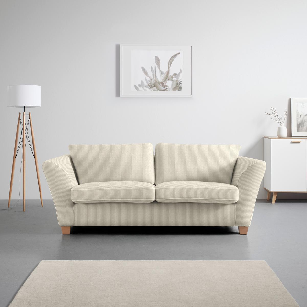 3-Sitzer-Sofa Devado Beige Cord - Beige/Naturfarben, Holz/Textil (216/70-85/95cm) - Mömax