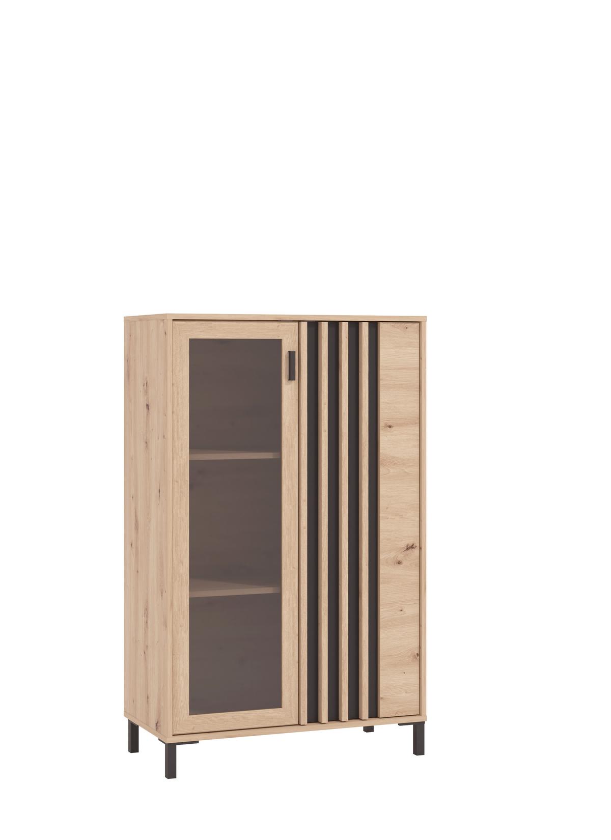 Highboard Laval Schwarz/Eiche Artisan - Schwarz/Eiche Artisan, MODERN, Holzwerkstoff/Kunststoff (80/129/40cm) - P & B