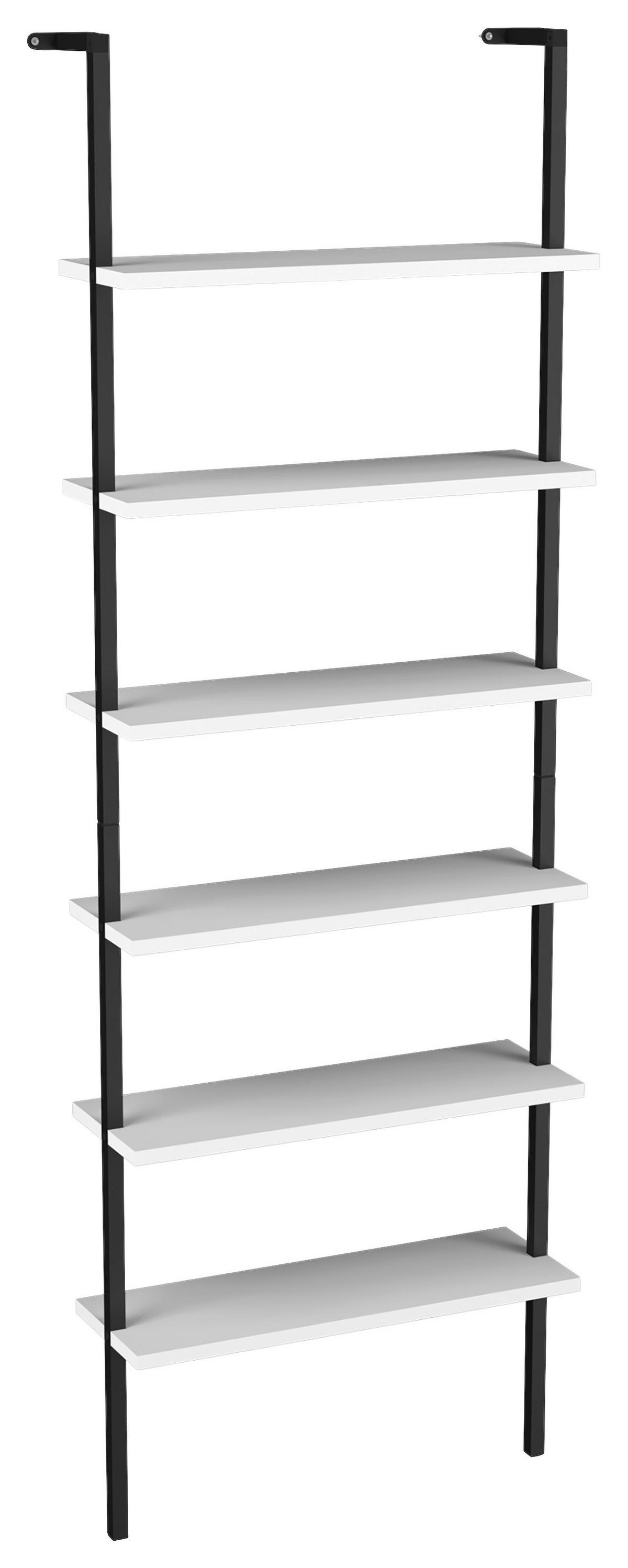 Regal Insasi, Bela, Črna - črna/bela, Design, kovina/leseni material (60/183/20cm) - MID.YOU