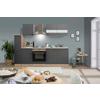 Küchenblock Merle mit Geräten ca. 240 cm Grau - Edelstahlfarben/Eichefarben, Basics, Holzwerkstoff/Metall (240cm) - Respekta