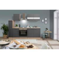 Küchenblock Merle mit Geräten ca. 240 cm Grau - Edelstahlfarben/Eichefarben, Basics, Holzwerkstoff/Metall (240cm) - Respekta