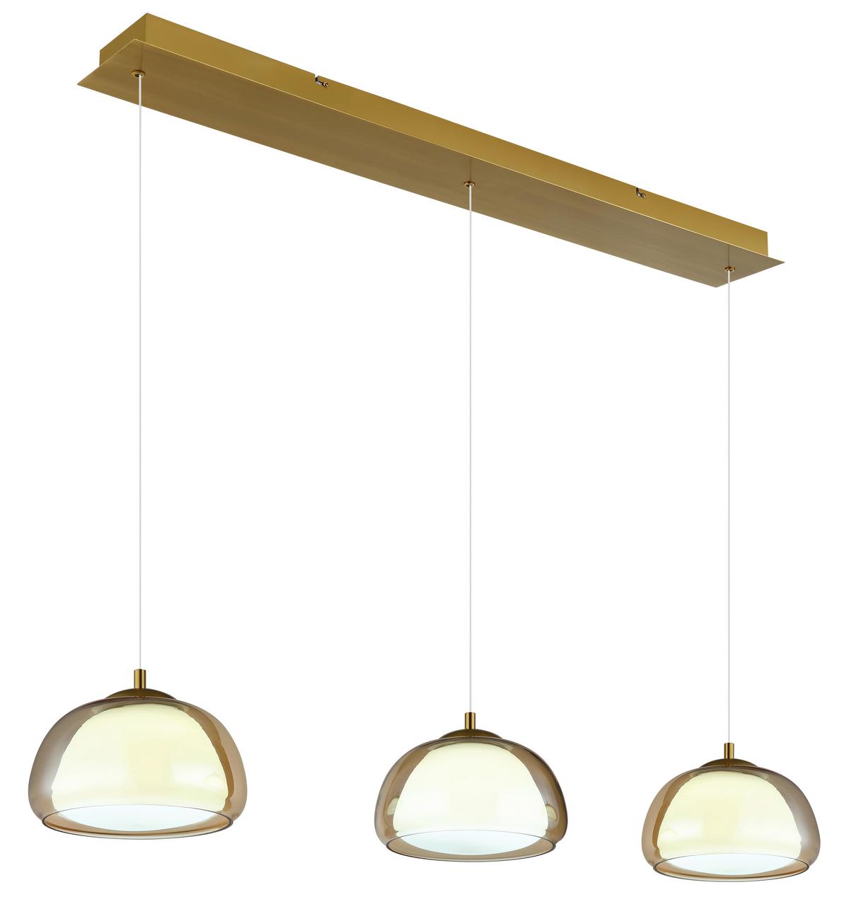 Led Viseća Svjetiljka Avila - bijela/zlatne boje, Design, staklo/metal (117/25/150cm) - Globo