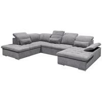 Wohnlandschaft Wayne U inkl. Kissen Grau - Silberfarben/Grau, KONVENTIONELL, Kunststoff/Textil (240/340/188cm) - MID.YOU