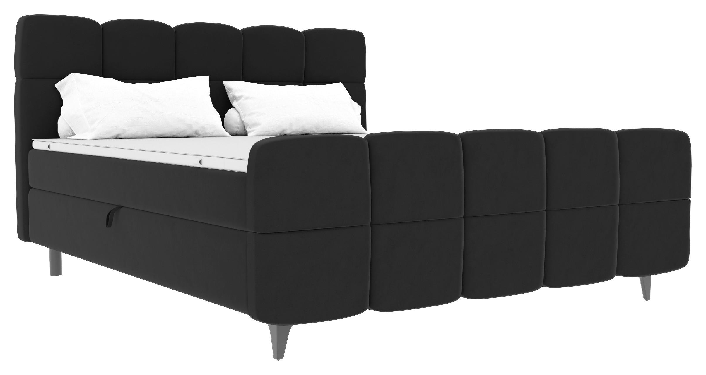 Boxbett Mona Schwarz ca. 140x200cm - Schwarz, KONVENTIONELL, Kunststoff/Textil (140/200cm) - Mömax