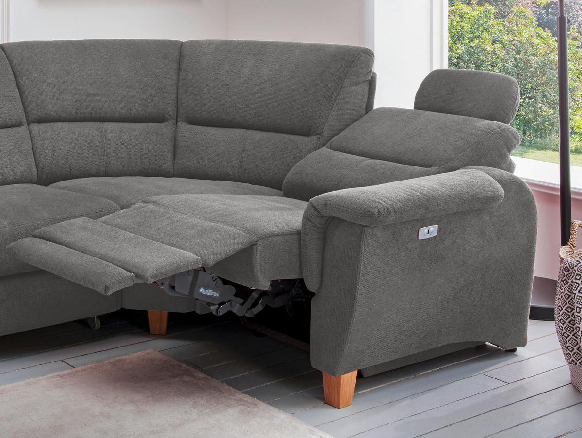 Ecksofa Parole Dunkelgrau Struktur - Wildeiche/Dunkelgrau, KONVENTIONELL, Holz/Textil (238/241cm) - Livetastic