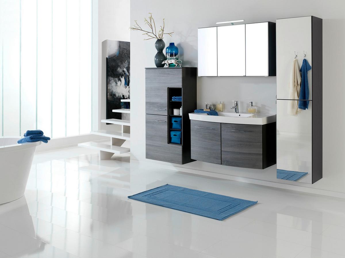 Midischrank Florida in Silbereichenfarben - Chromfarben/Graphitfarben, MODERN, Glas/Holzwerkstoff (65/130/35cm)