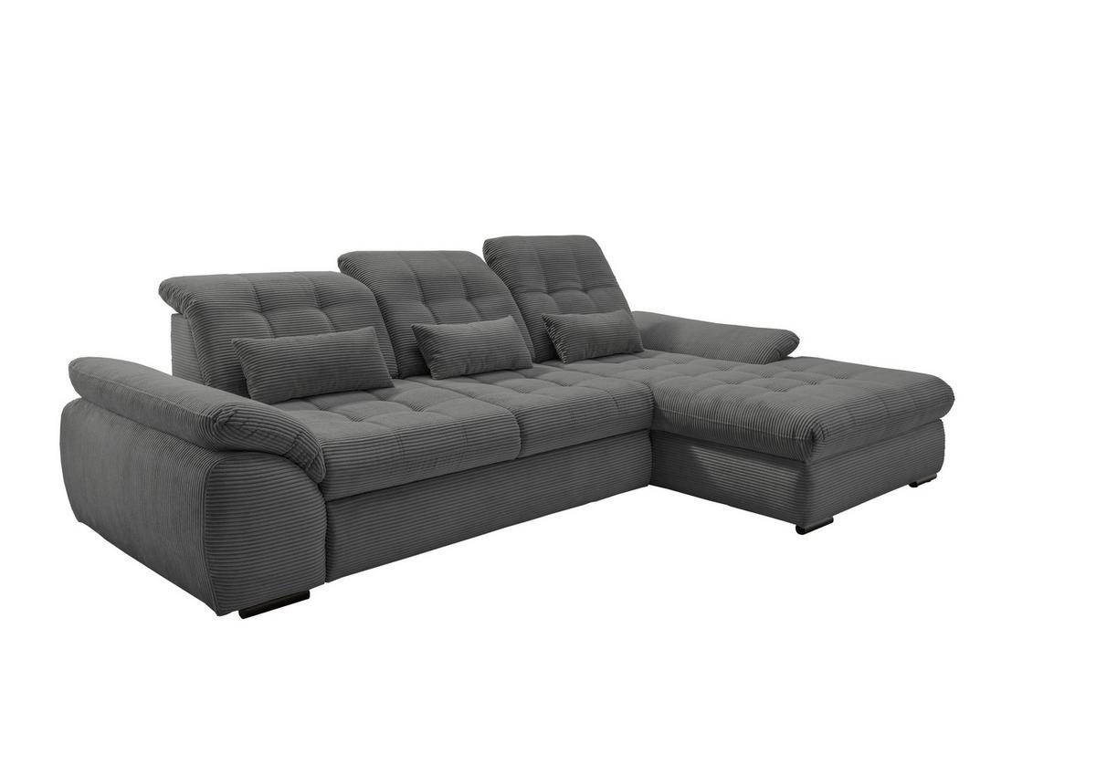 Ecksofa mit Bettkasten Rigatti ca. 314x184 cm Grau - Schwarz/Grau, MODERN, Textil/Metall (314/184cm) - Livetastic
