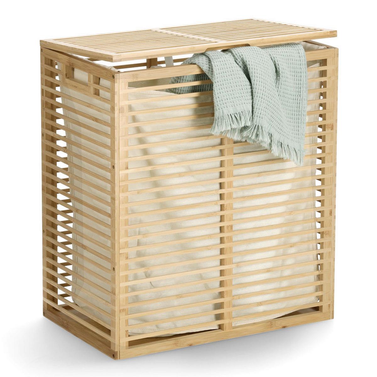 Wäschesammler Naturfarben Bambus - Naturfarben, Basics, Holz (53,5/33/61cm) - Zeller Present