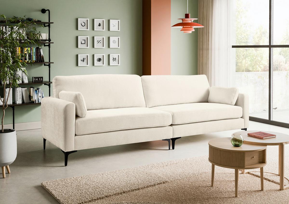 Viersitzer-Sofa Venti Creme - Creme/Schwarz, Basics, Holz/Textil (286/92/97cm) - MID.YOU