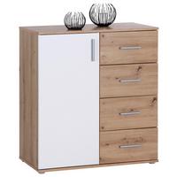 Komoda Ina 02, Barva Hrasta, Bela - bela/barve aluminija, Moderno, umetna masa/leseni material (88,2/94,8/38,3cm) - Mömax