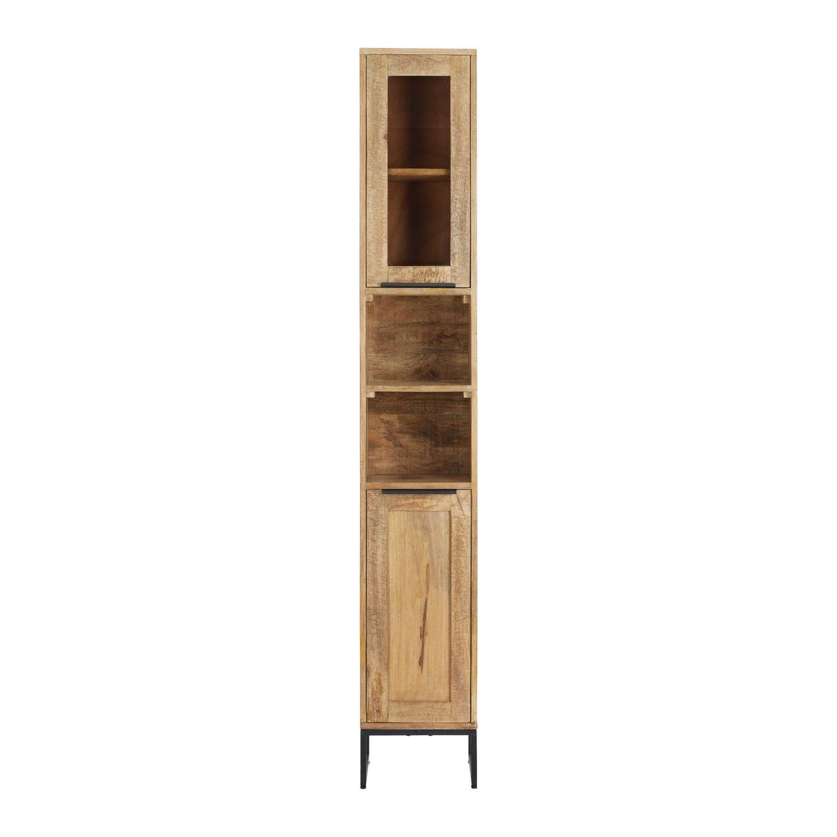 Hochschrank Everest Naturfarben - Schwarz/Naturfarben, Natur, Holz/Metall (30/190/32cm) - Mömax