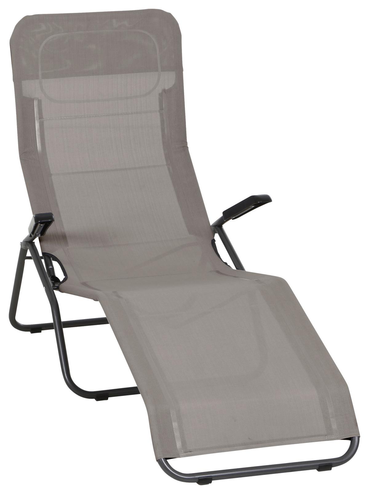 Gartenliege Anco Taupe Stahl - Taupe/Anthrazit, MODERN, Textil/Metall (72,5/103,5/144cm) - Siena Garden