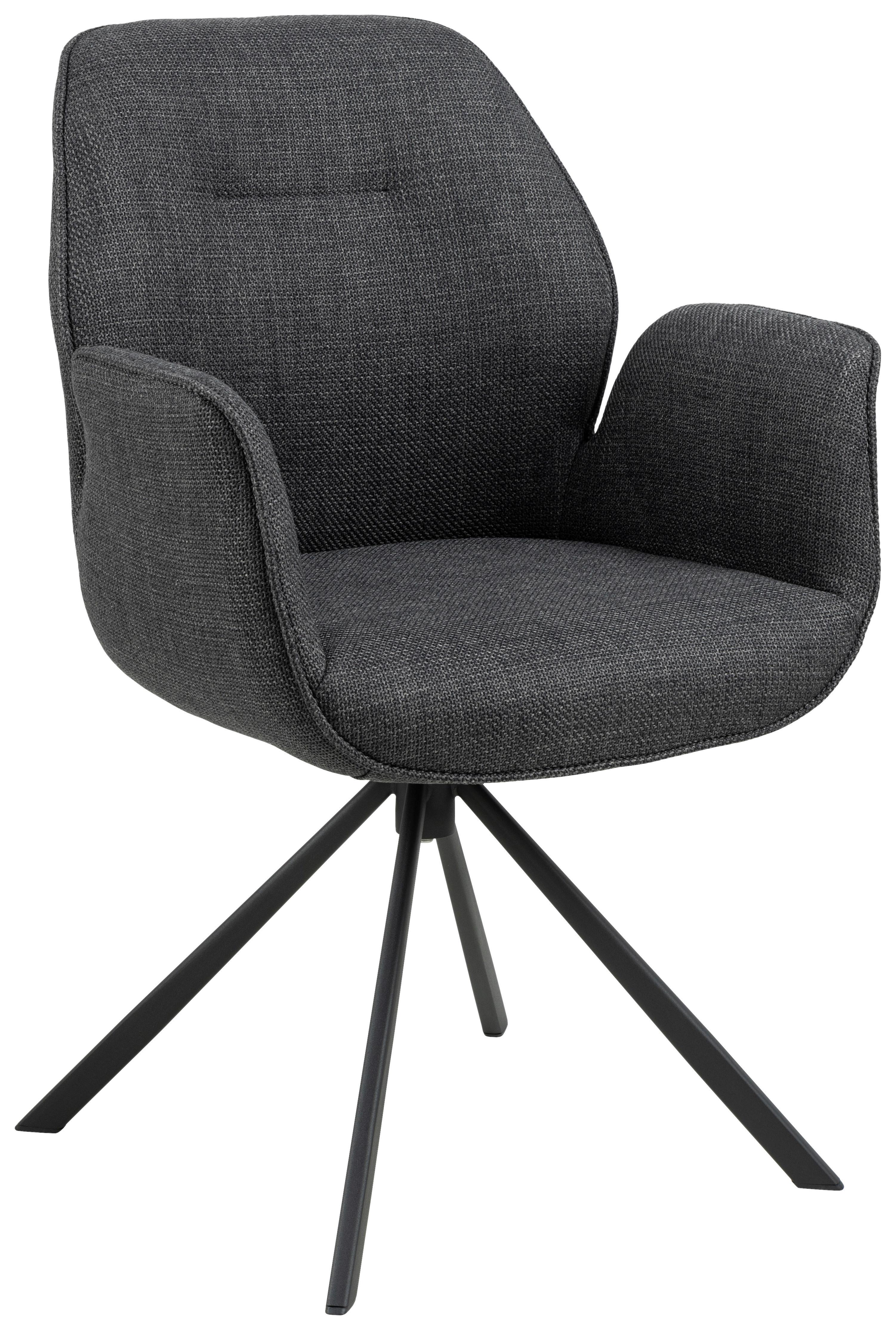 KRZESŁO Z PODŁOKIETNIKAMI AURA - ciemnoszary/czarny, Design, metal/tkanina (61/90/62cm) - MID.YOU