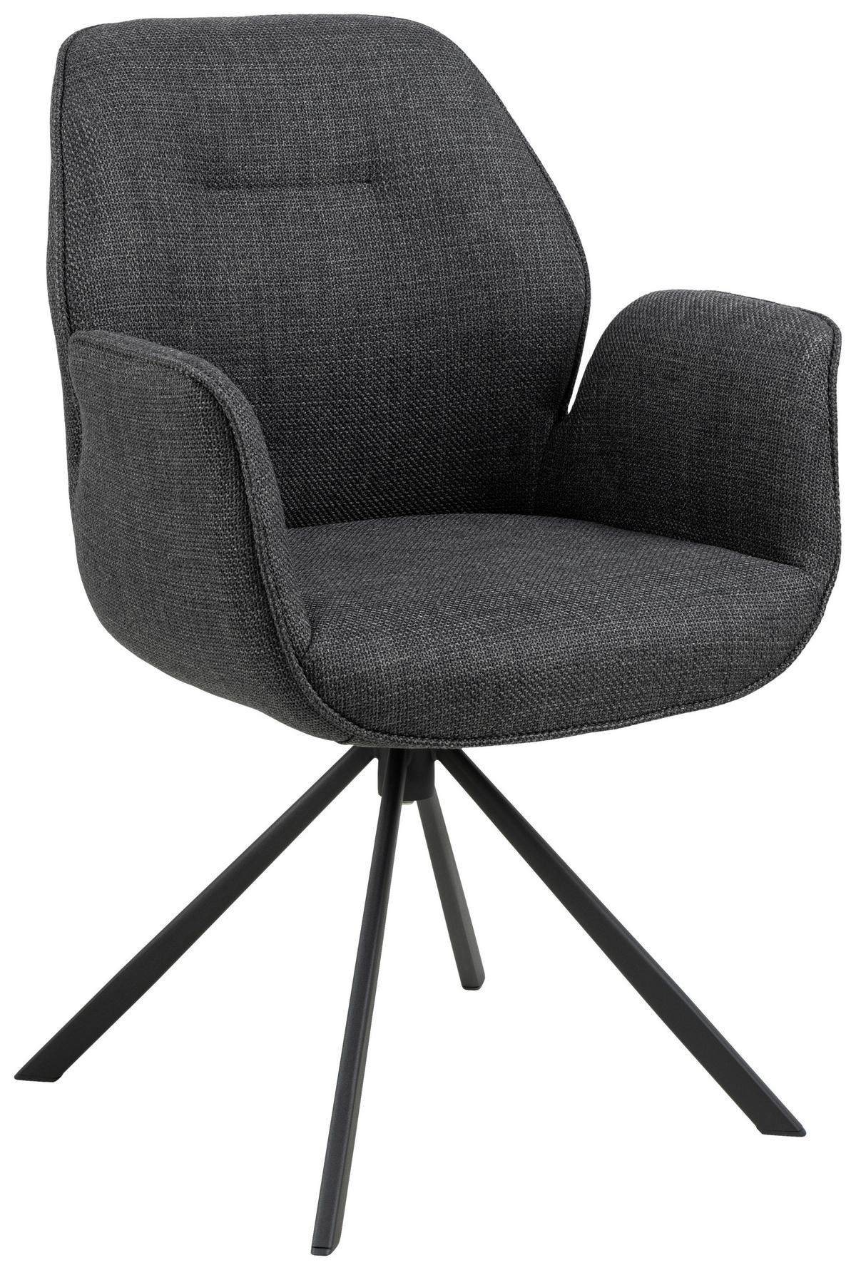 KRZESŁO Z PODŁOKIETNIKAMI AURA - ciemnoszary/czarny, Design, metal/tkanina (61/90/62cm) - MID.YOU