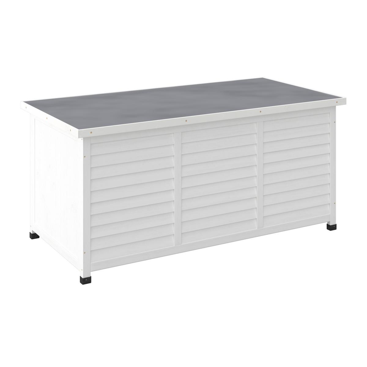 Kissenbox Biona Weiß aus Echtholz - Weiß, MODERN, Holz/Metall (132/60/66cm) - Bessagi Garden