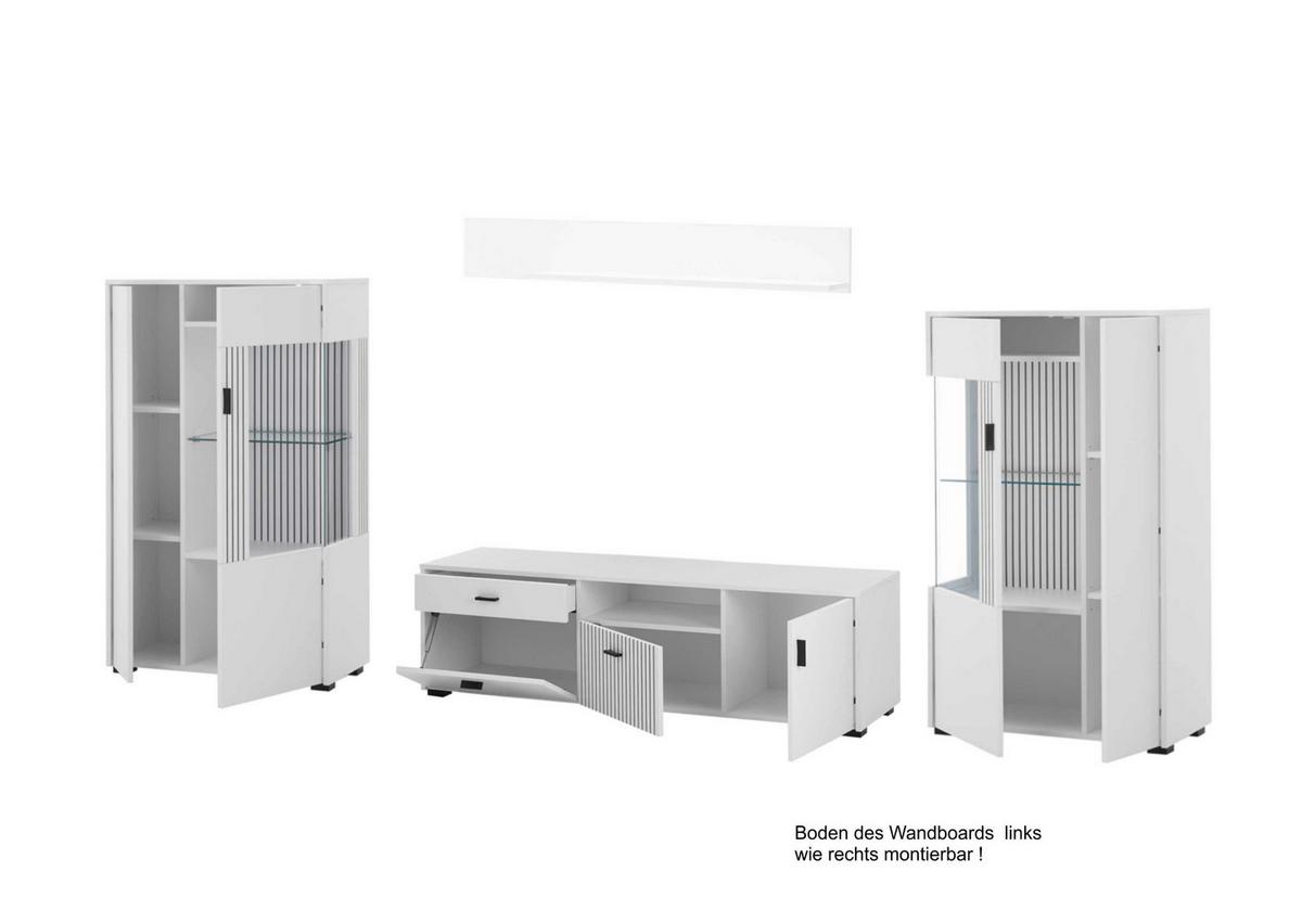 Wohnwand Hudson Weiß/Schwarz, 4-teilig - Schwarz/Weiß, Design, Glas/Holzwerkstoff (320/180/42cm) - MID.YOU