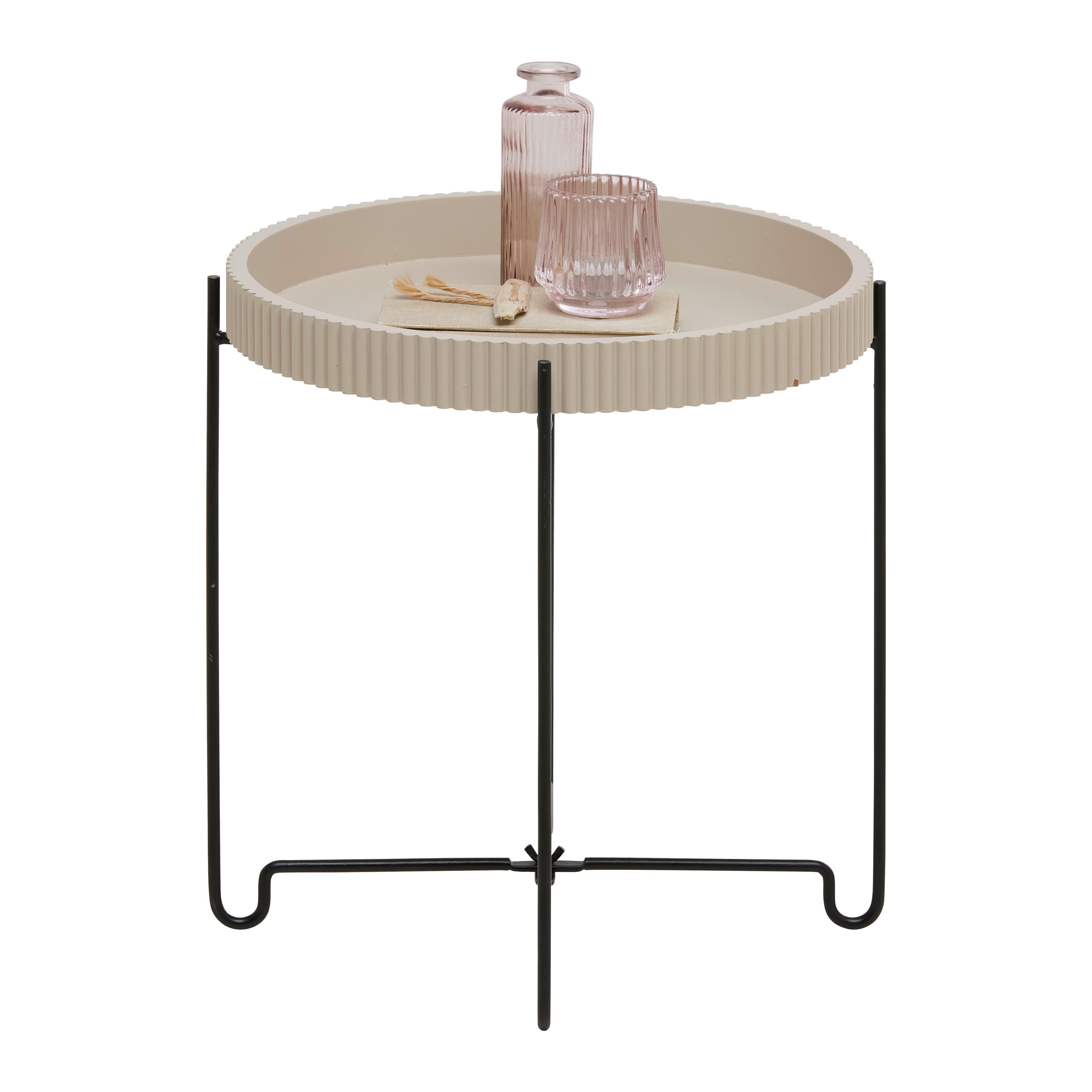 SIDOBORD RONJA -EXKLUSIV- -SB- - sandfärgad/svart, Modern, metall/trämaterial (36,5/36,5/37.5cm) - Mömax