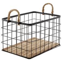 Coș MATT - culoare natur/negru, Romantik / Landhaus, lemn/metal (39/29/25cm) - Mömax