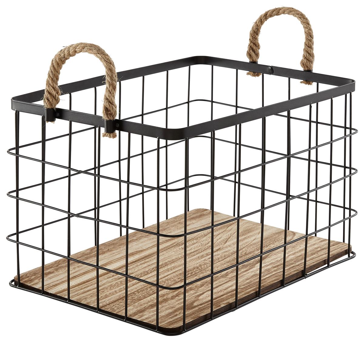 Coș MATT - culoare natur/negru, Romantik / Landhaus, lemn/metal (39/29/25cm) - Mömax