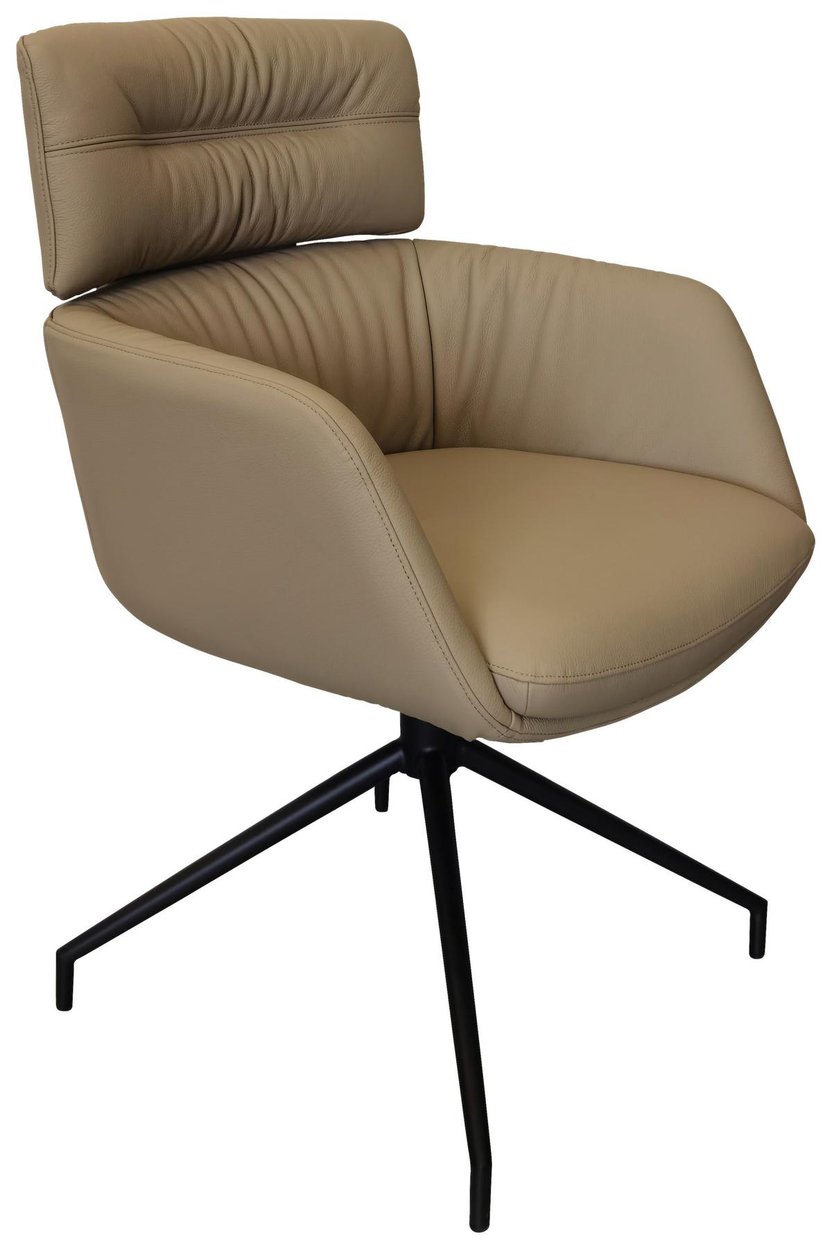 KRZESŁO Z PODŁOKIETNIKAMI PABLO -EXKLUSIV- - czarny/taupe, Design, skóra/metal (62/92/66cm) - Dieter Knoll