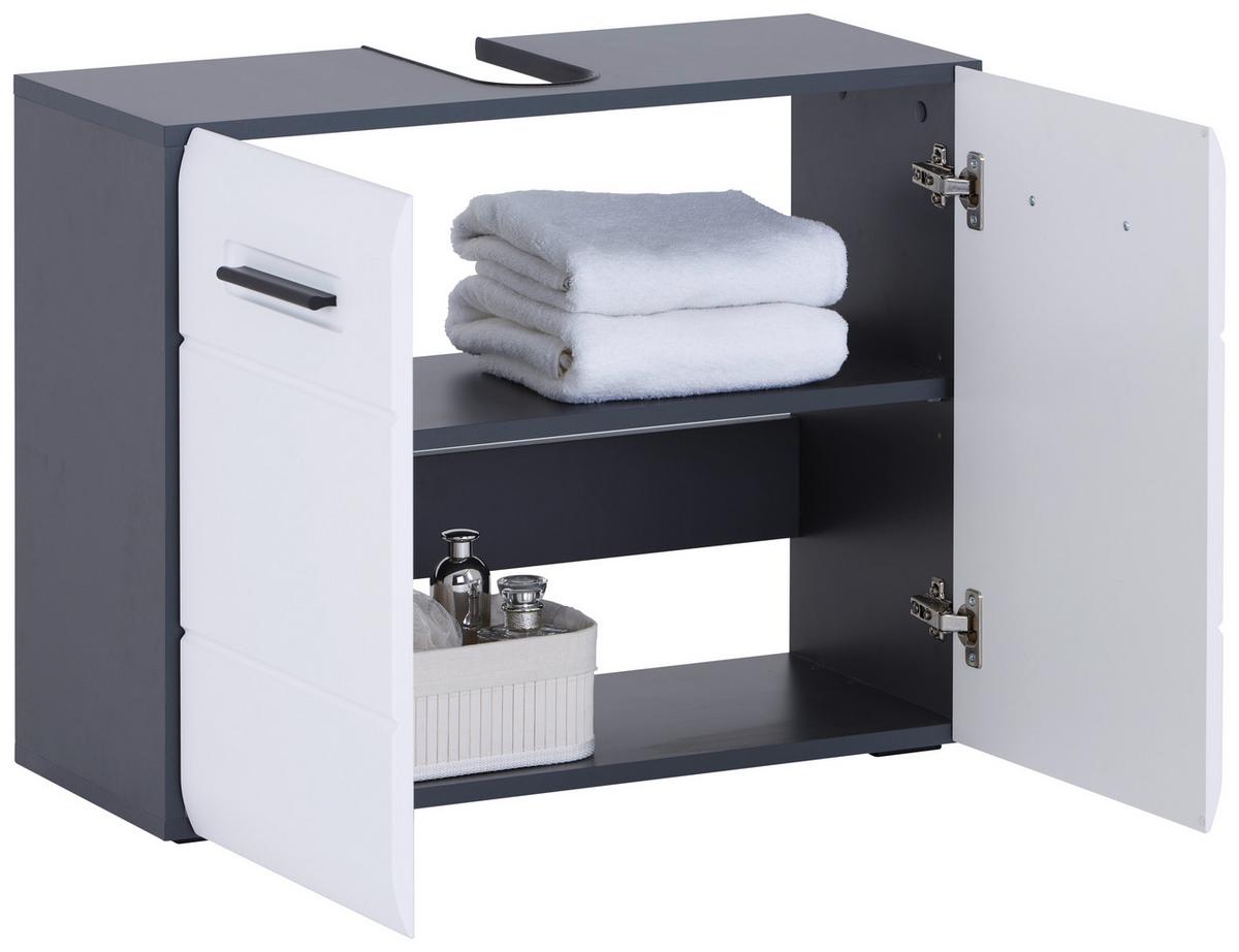 Omarica Za Pod Umivalnik Pearl New - bela/antracit, Konvencionalno, umetna masa/leseni material (70/55,5/29,6cm)