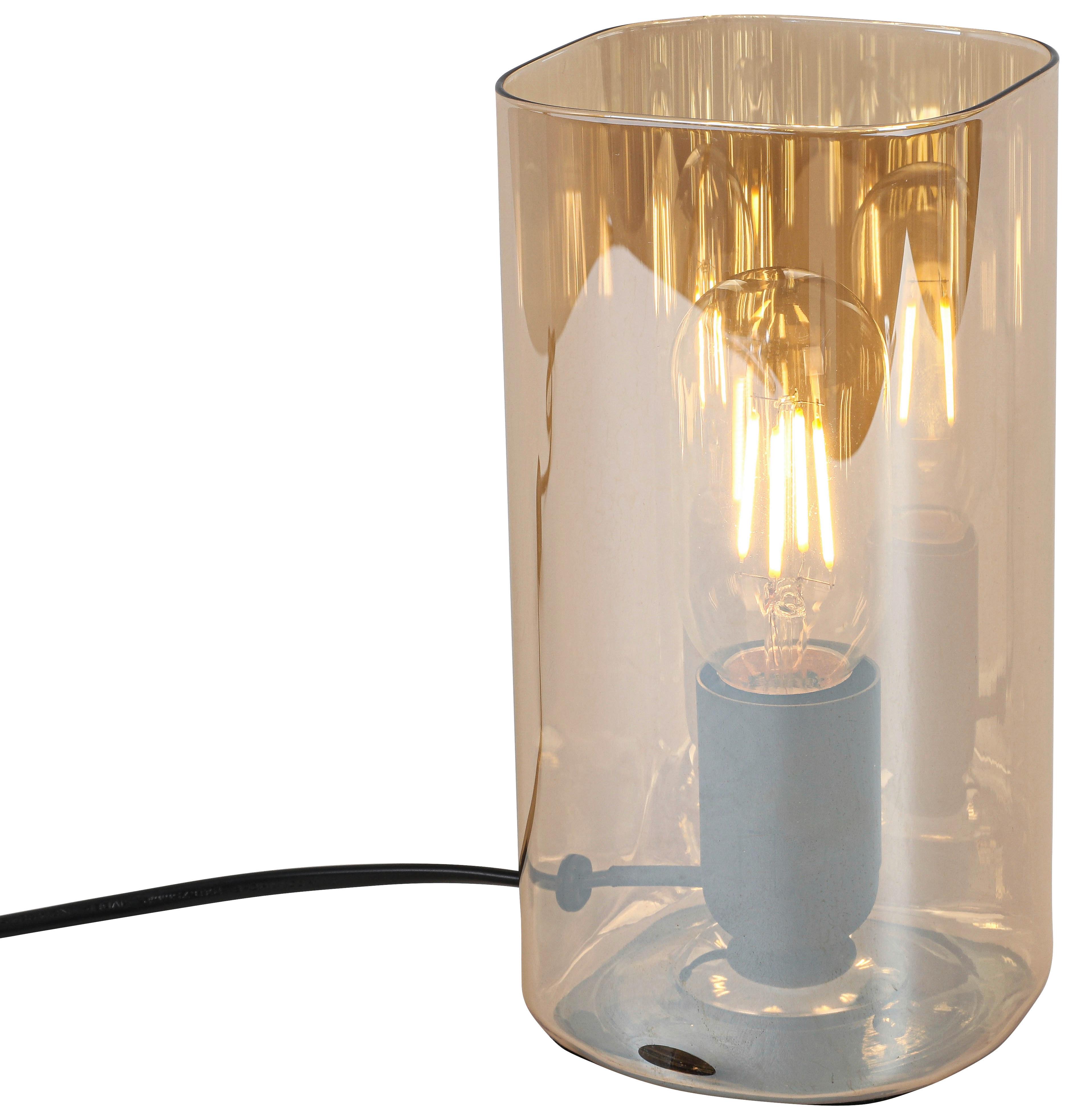 BORDSLAMPA AMBER - bärnstensfärgad/svart, Modern, glas/plast (10/10/20cm) - Mömax