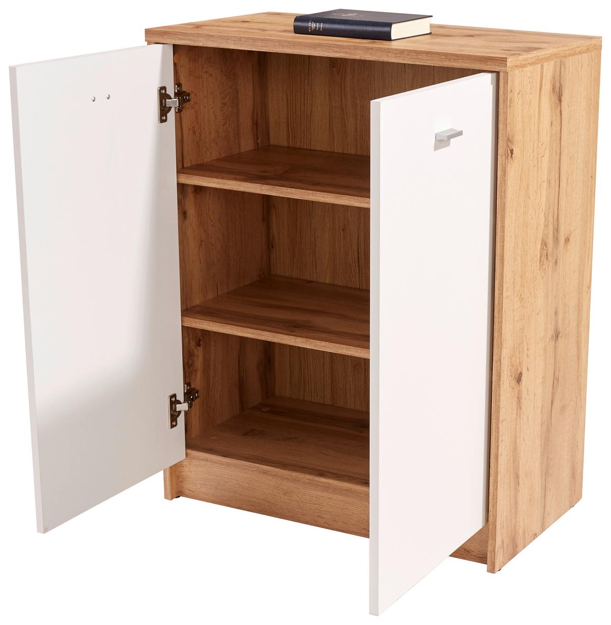 Comodă 4-You - alb/culoare lemn stejar, Modern, material pe bază de lemn (74/85,4/34,6cm) - Modern Living