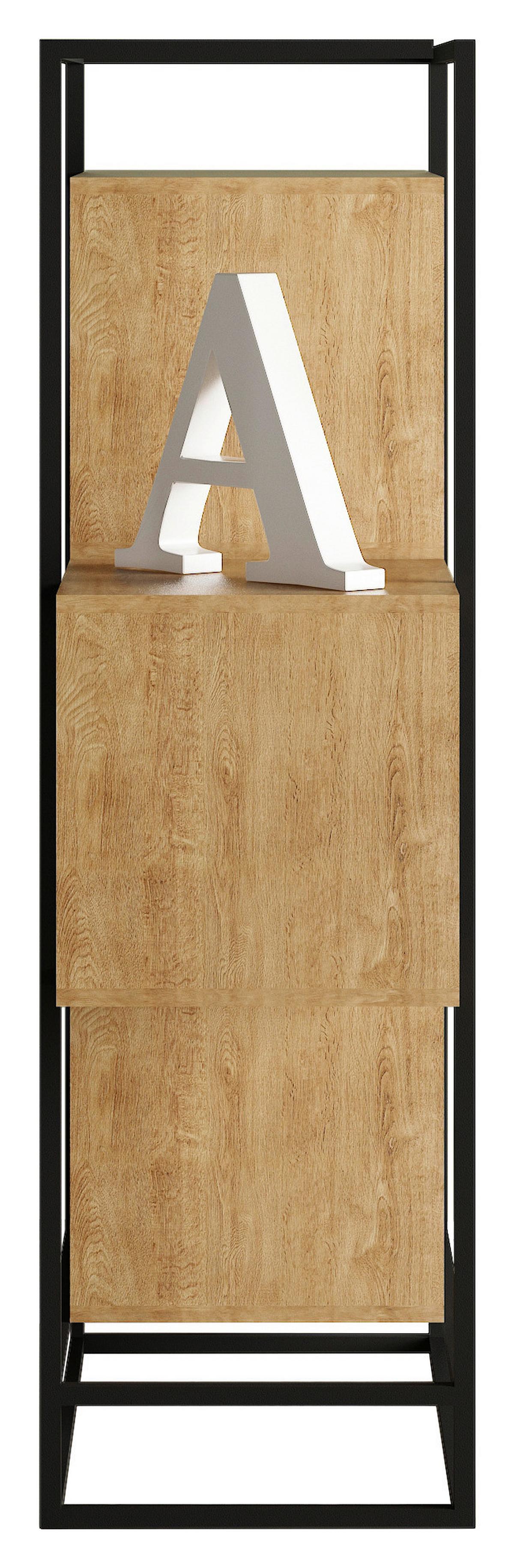 étagère in Schwarz/Naturfarben - Schwarz/Naturfarben, Modern, Holzwerkstoff/Metall (80/126/33cm) - Mömax
