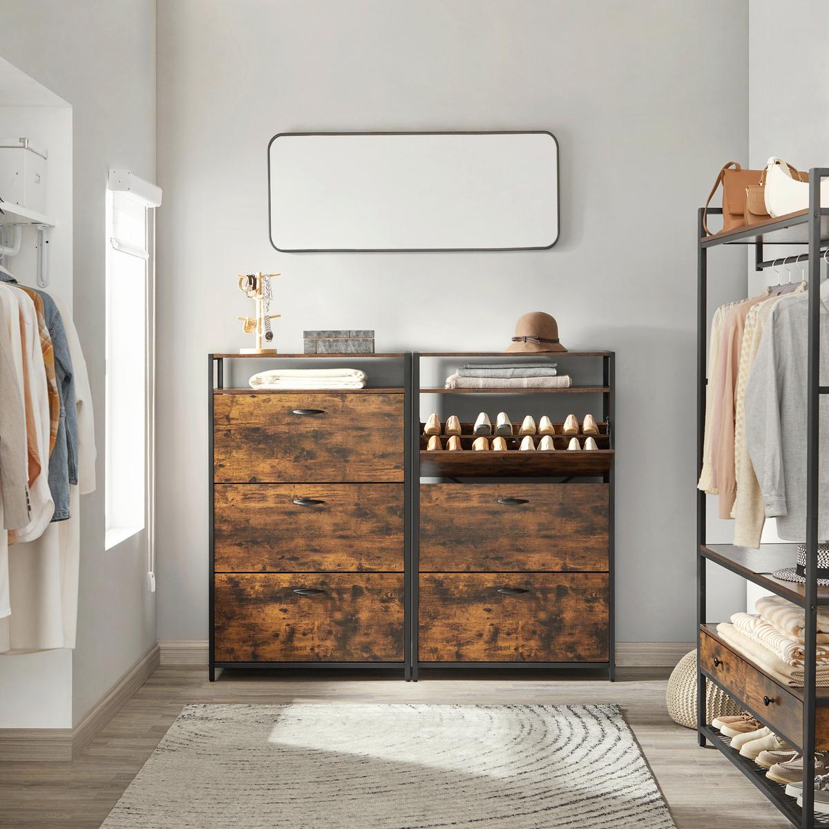 SCHUHKIPPER SHOE CABINET - Schwarz/Braun, MODERN, Holzwerkstoff/Metall (80/131/30cm) - MID.YOU