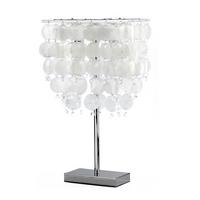 Asztali Lámpa 4766/lg - krómszínű/gyöngyház, Basics, műanyag/természetes anyagok (30/30/50cm)