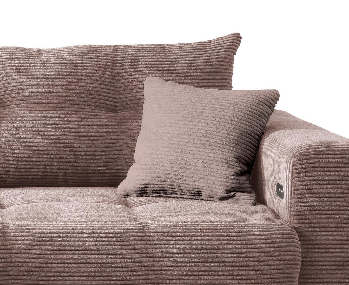 Wohnlandschaft Restato Rosa Cord - Schwarz/Rosa, MODERN, Holz/Textil (177/246cm) - MID.YOU