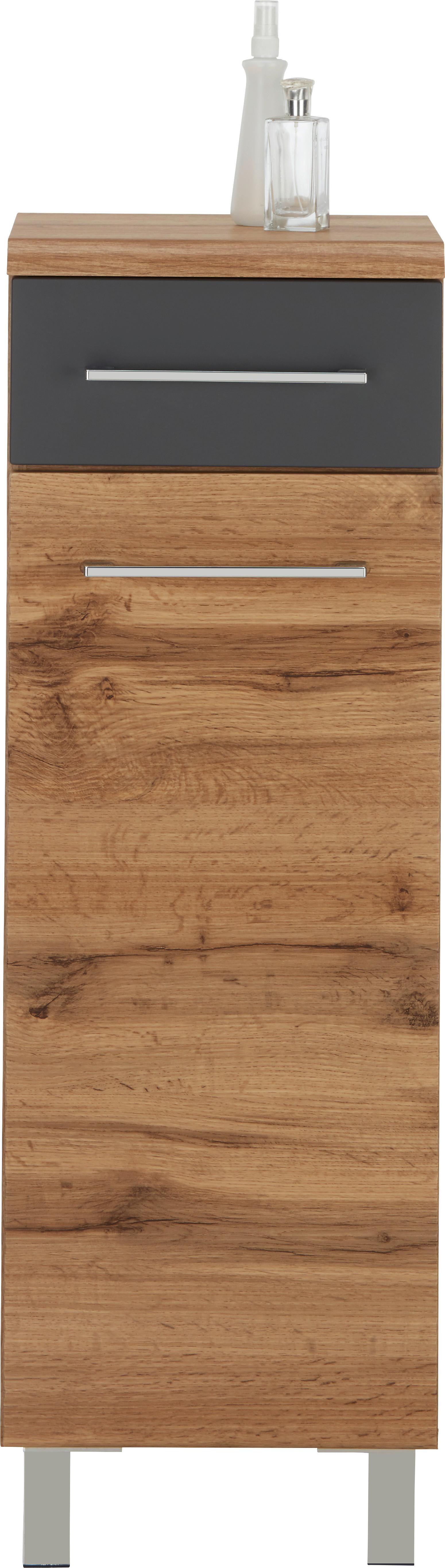 Unterschrank Eichefarben - Chromfarben/Eichefarben, Modern, Holzwerkstoff/Metall (35/106/33cm) - Premium Living