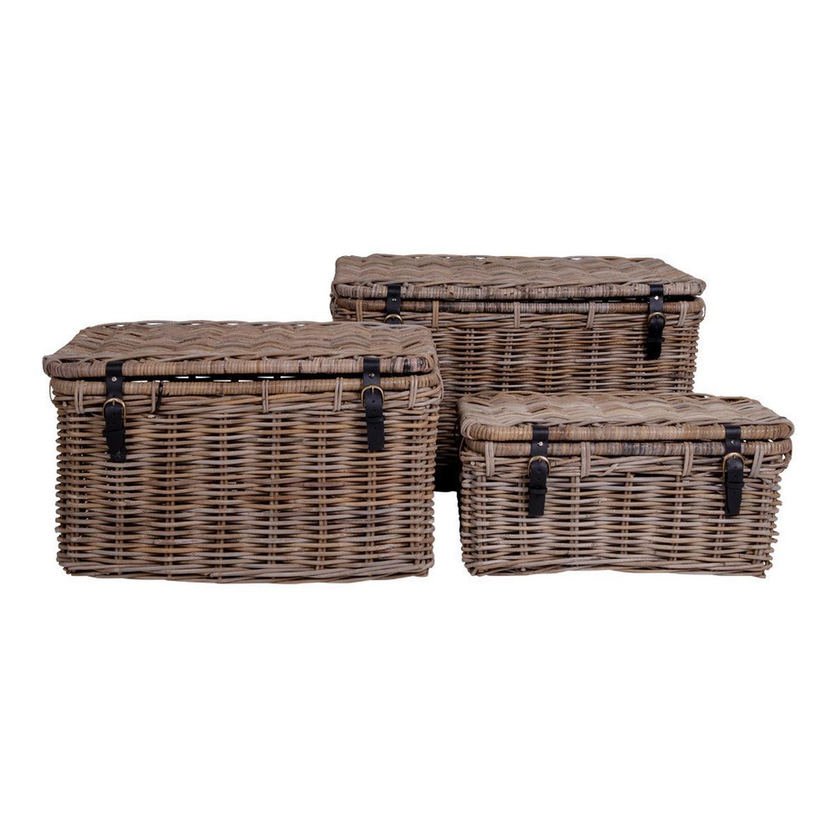 Korbset Depot Storage Trunk Naturfarben, 3er Set - Naturfarben, Basics, Naturmaterialien (81/48/51cm)