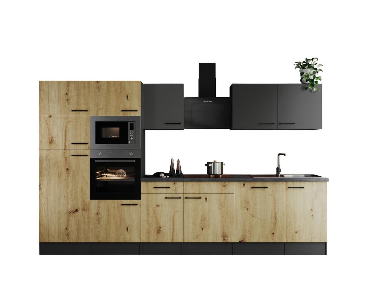 Kuhinjski Blok Z Aparati Oliver, 340cm - siva/črna, Design, kovina/leseni material (340cm) - Respekta