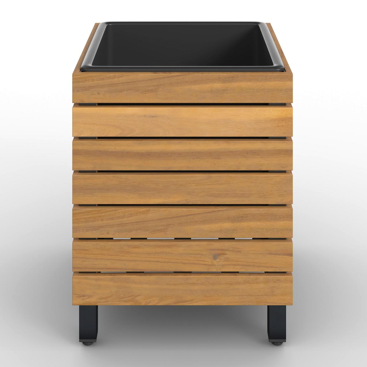 Hochbeet Marlo Echttholz massiv ca. 35x41x35 cm - Schwarz/Akaziefarben, MODERN, Holz/Kunststoff (35/41/35cm) - Bessagi Garden